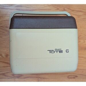GOTT TOTE 6 PERSONAL COOLER/ICE CHEST 1806**TAN & BROWN**NO REFREEZE BOTTLE